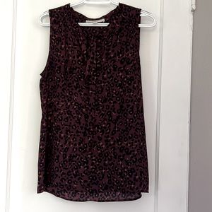 LOFT Tie Front Cheetah Print Tank Top